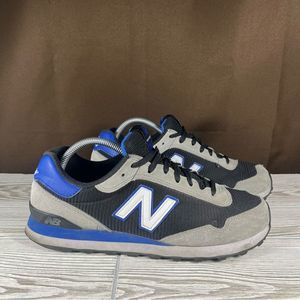 New Balance 515 Black Gray Suede Blue Athletic Sneaker Shoe Mens 10